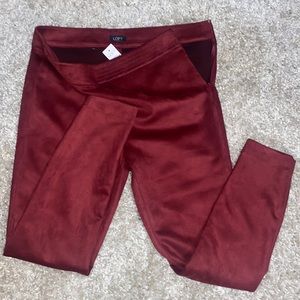 New high rise suede pants. Size zipper. Burgundy Red